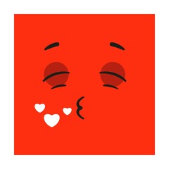 square Emoticon with kiss, air, love mood and emotion. Cartoon Vector illustration of cute character for avatars