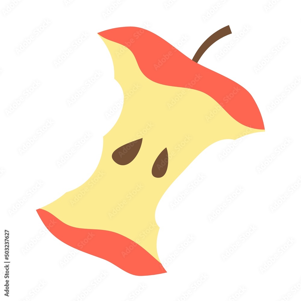 Aufkleber apple core. garbage recycle bin. vector illustration of trash container classification. cartoon plas