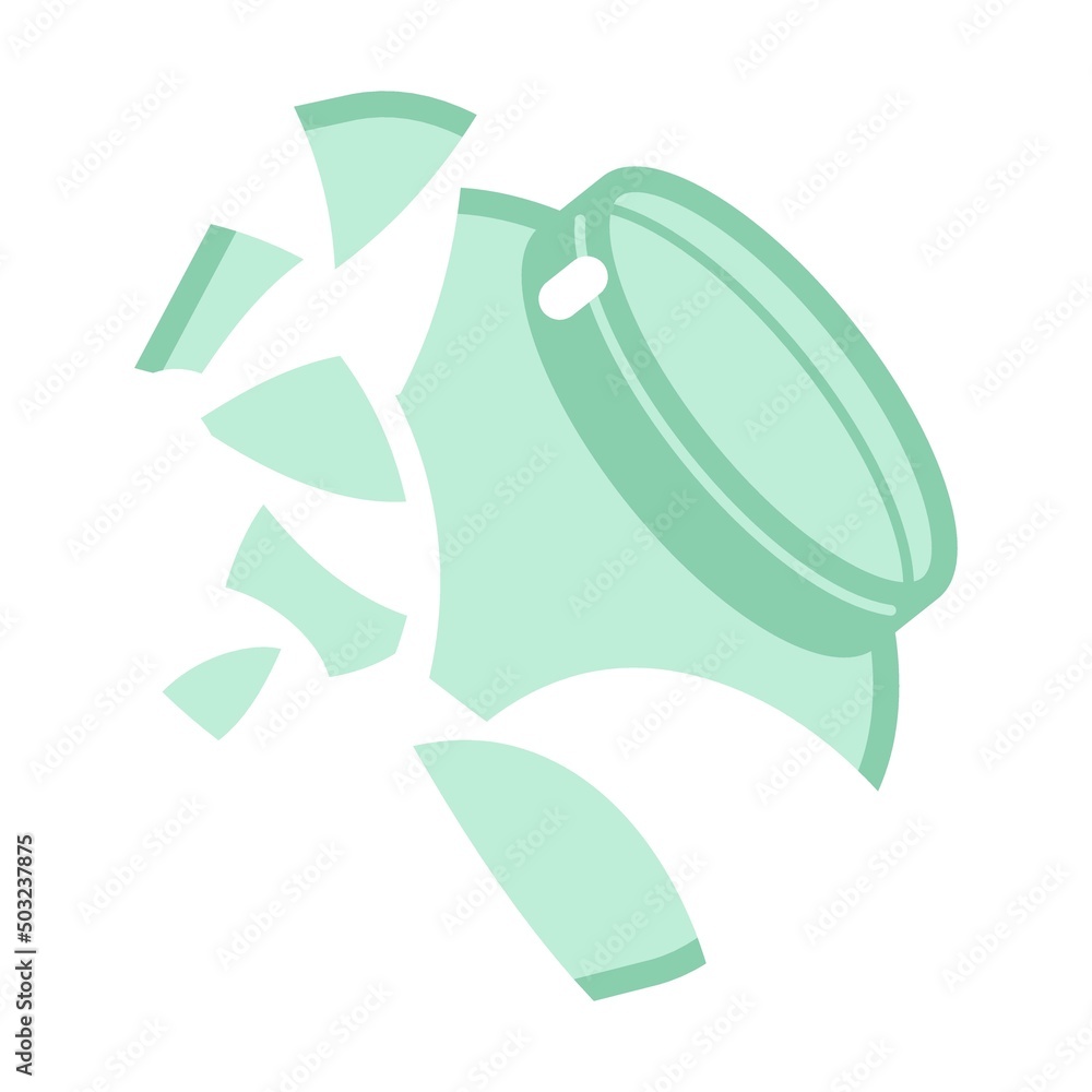 Aufkleber broken glass jar. garbage recycle bin. vector illustration of trash container classification. cartoo
