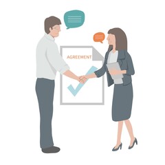 Obraz premium Business people make success agreement vector illustration, business concept
