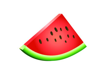 Watermelon slice vector isolated on white background. Fresh fruit.