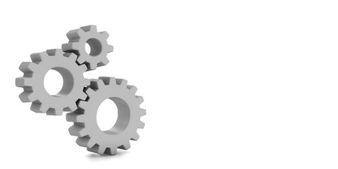 Gears, 3d steel industrial gears - white background