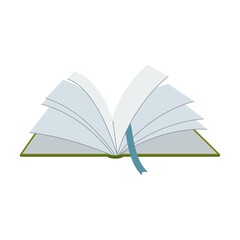 open book pages with bookmark for study. Cartoon paper notebook vector illustration of books with bookmarks, textbook from library