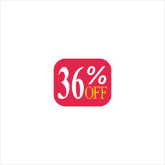 36 offer tag discount vector icon stamp on a white background