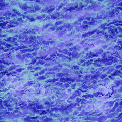 Abstract painted blue / lilac seamless pattern with mixed blots and wavy lines