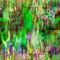 Abstract green hues painted texture with transparent splotches, blots and smudges Blurred geometric layered seamless pattern