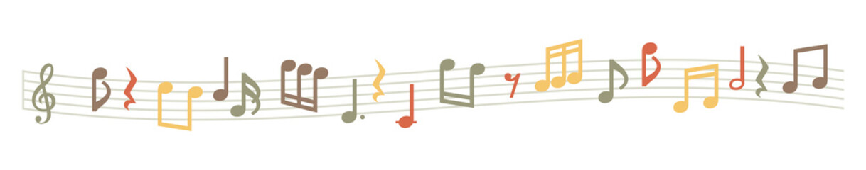 揺れる五線譜と音符_アースカラー