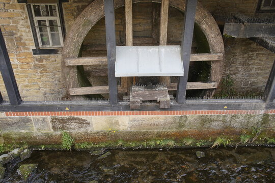Due to a lack of water, the Lohmühle water wheel is temporarily at a standstill. Goslar, Germany on May 06, 2022.