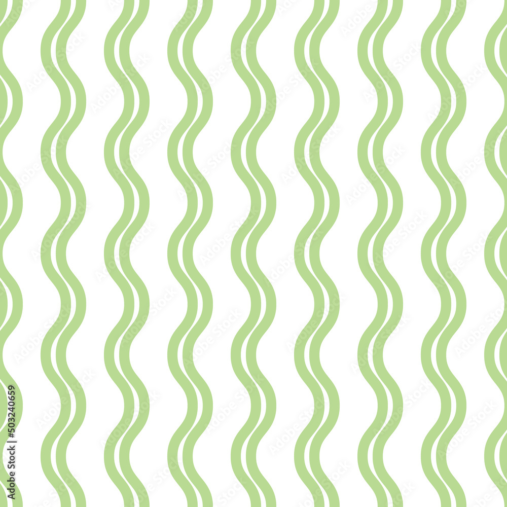 Poster Green and white geometric pattern, vertical lines seamless repeat
