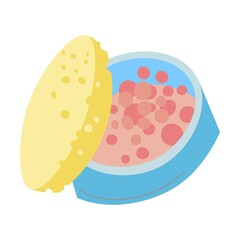 Beauty products, powder cosmetics for skin. Vector illustration of tubes and jars. Cartoon powder brush isolated on white