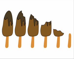 Sweet chocolate ice cream, icon or sticker set, summer food, vector illustration