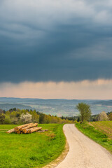 Rural Countryside Road and Rolling hills in Poland