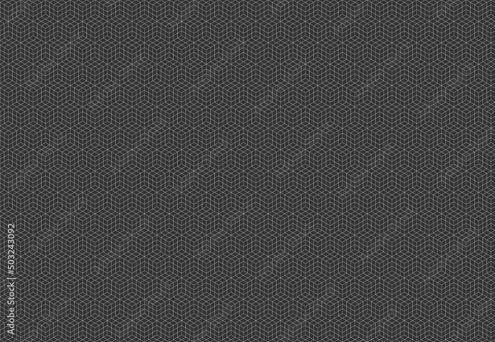 Aufkleber cube seamless pattern, simple line design in black and white. business card background techno style.