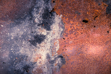 Background with beautiful rust, sheet metal rusted, rust texture, metal sheet nibbled by rust
