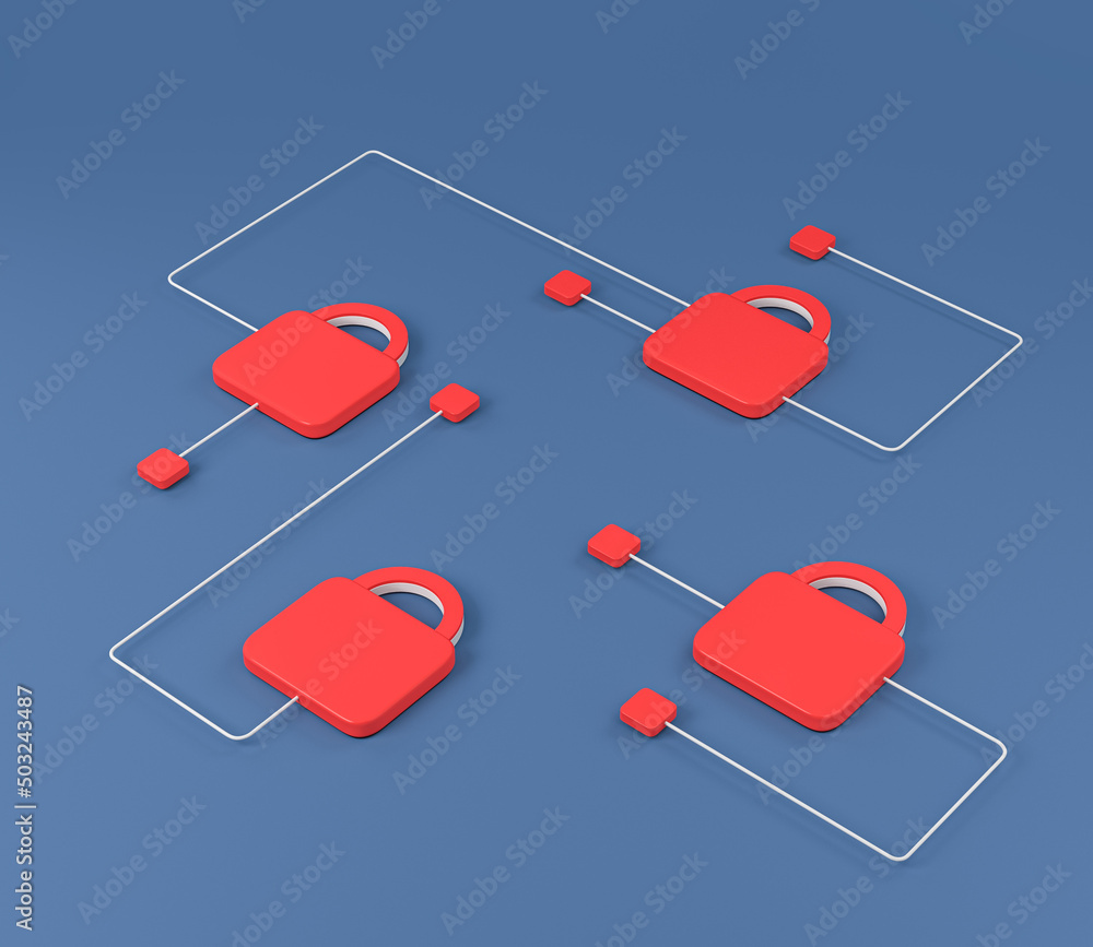 Poster padlock and data protection circuit on bright background