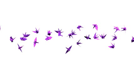 Purple origami crane on white background.
3D illustration for background.

