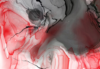 Black red ink brush stroke on white background.