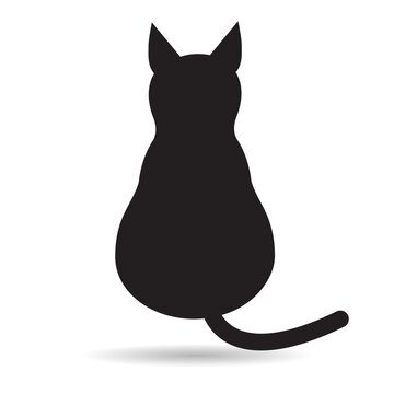 Black isolated design cat, icon vector. Illustration background pet label sign animal