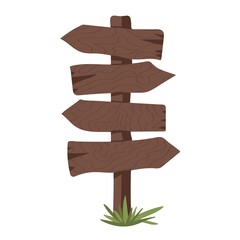 Hand drawn signpost.  Wooden travel sign. Vector illustration.