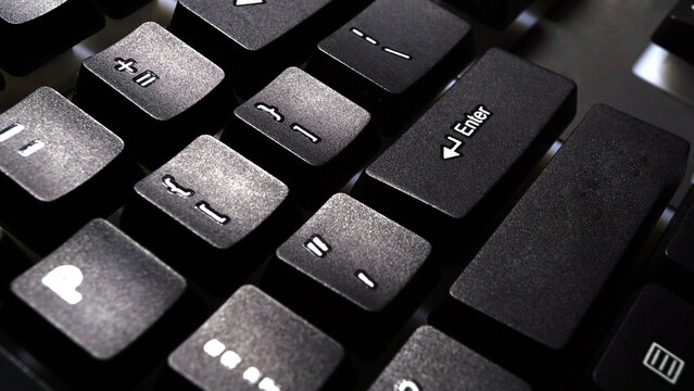 peripheral black keyboard keys for typing on computer