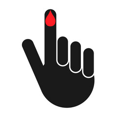 Hand finger with drop blood icon, medical health test symbol, control measurement vector illustration