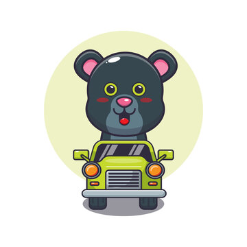 cute panther mascot cartoon character ride on car