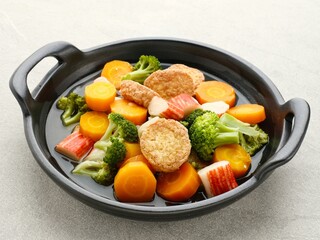 Sapo tahu, chinese food made with tofu, vegetables and seafood. 
