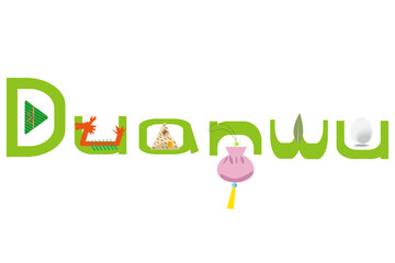 Duanwu Dragon Boat festival text illustration