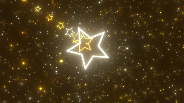 Beautiful Shining Star Shaped Golden Roller Coaster Tunnel Sparkling - 4K Seamless VJ Loop Motion Background Animation