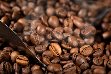 Roasted Coffee beans and scoop