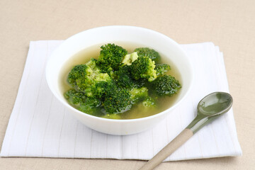Stir fried broccoli or ca brokoli, Indonesian food, served in a bowl.
