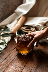 glass of coffee with milk on the table