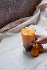 seasonal drink marian plum smoothie with espresso shots