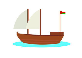 Wooden boat with Oman flag