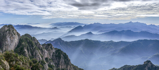 China's west henan funiu beauty clouds and mountains such as landscape painting in the morning
