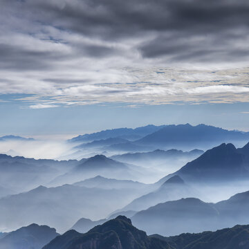 China's west henan funiu beauty clouds and mountains  such as landscape painting in the morning