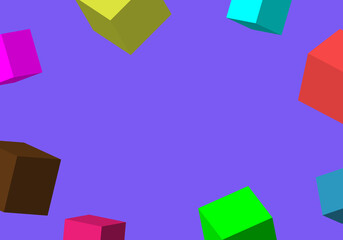 Abstract geometric 3d backdrop on blue background.