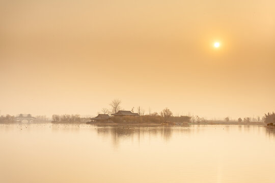 Xi 'an Hu city district Mei vicious lake natural scenery