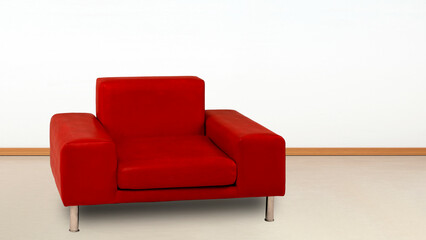 red leather sofa in interior