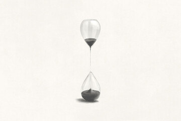 Illustration of surreal hourglass balloon, abstract time concept - obrazy, fototapety, plakaty