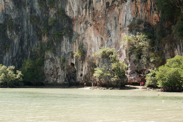 Landscape of Princess Lagoon Railay Beach in Railay Ao nang Krabi Thailand - sunny day summer - The...