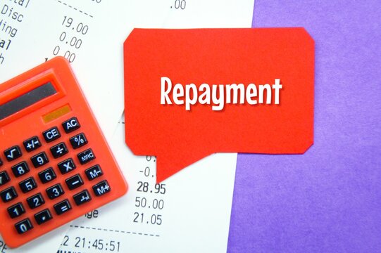calculators, receipts and conversation boxes with the word repayment