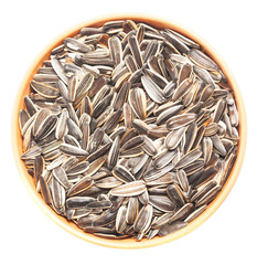 Sunflower seeds in cup isolate on a white background