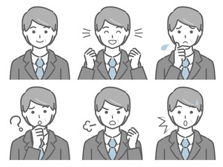 スーツの中年男性の色々な表情