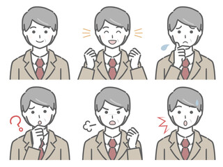 スーツの中年男性の色々な表情