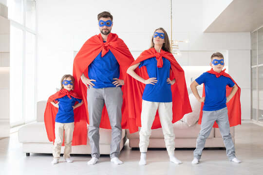 Portrait of superhero family
