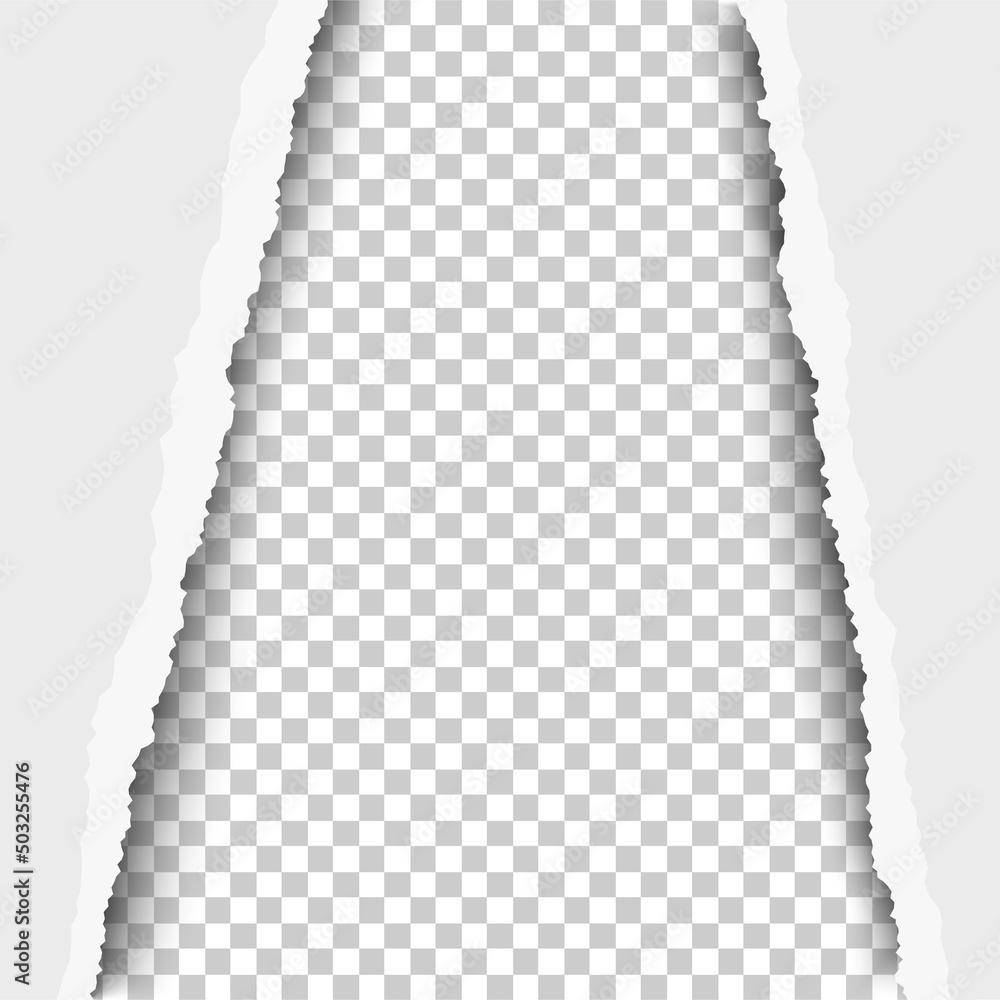 Sticker torn, snatched vertical window in sheet of white paper. vector template paper design.
