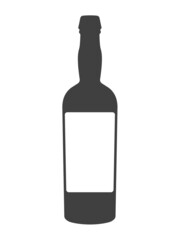 Vintage wine bottle with white label isolated on white background. Ready for place an ad.