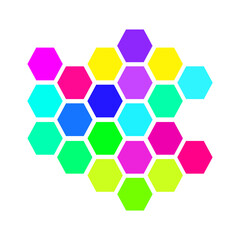 colorful hexagon shapes for logo desig isolated on white