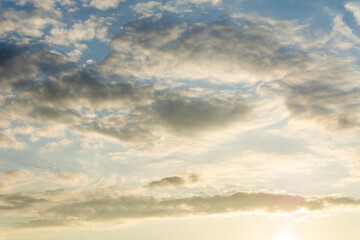 The sky is lit by the setting sun.